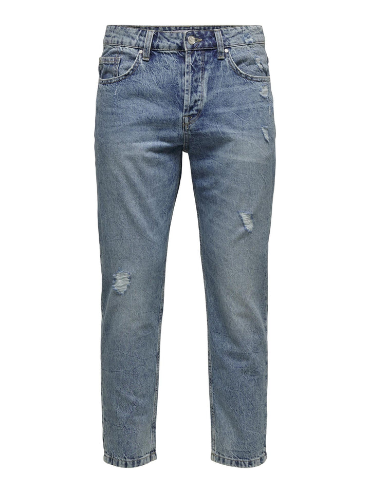 ONLY & SONS Crop Distressed Jeans 29 Blue Denim, 29 Blue Denim