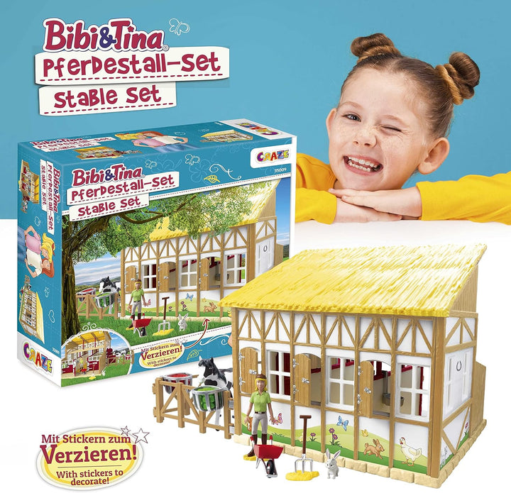 CRAZE Bibi und Tina Spielzeug Pferdestall Set Martinshof Spielset mit Pferden Spielfiguren und Pferd