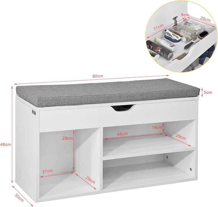 SoBuy Wandgarderobe-Set Flurset Flurmöbel Schuhbank mit Sitzfläche Flurgarderobe FSR45-HG+FRG282-W