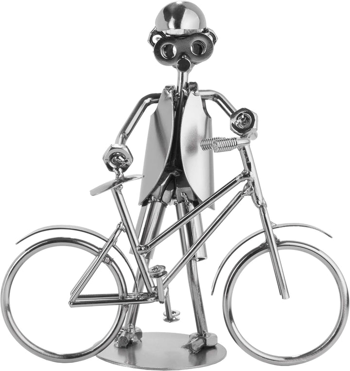BRUBAKER Schraubenmännchen Fahrrad - Handarbeit Eisenfigur Metallmännchen - Metallfigur Geschenkidee