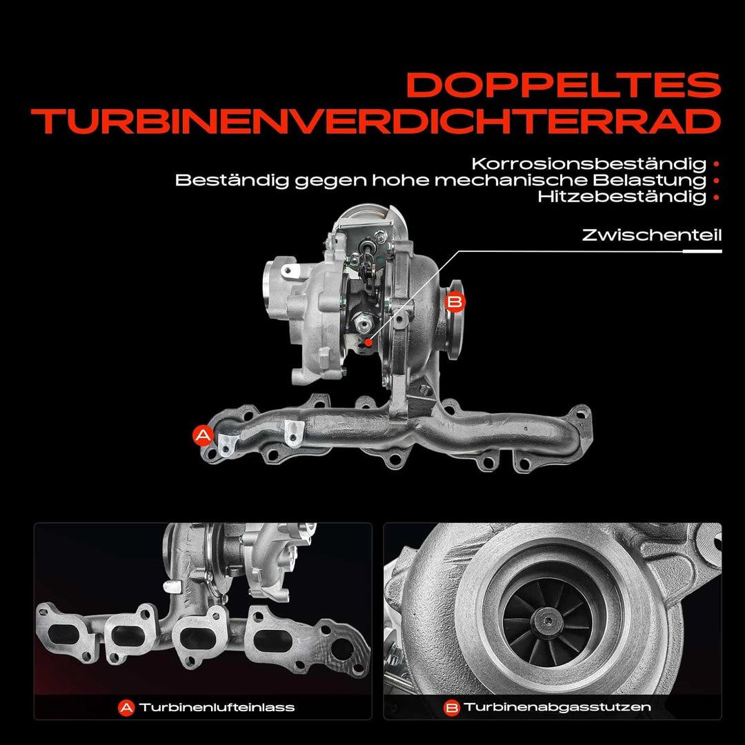 Frankberg Turbolader Diesel 3-Polig Kompatibel mit A4 8K2 2.0L 2007-2015 A4 Allroad 8KH 2.0L 2009-20