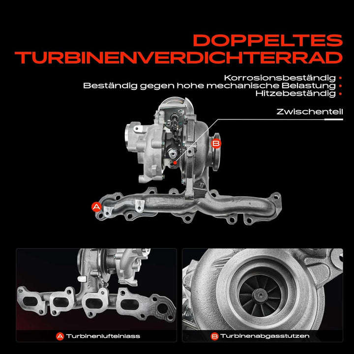 Frankberg Turbolader Diesel 3-Polig Kompatibel mit A4 8K2 2.0L 2007-2015 A4 Allroad 8KH 2.0L 2009-20