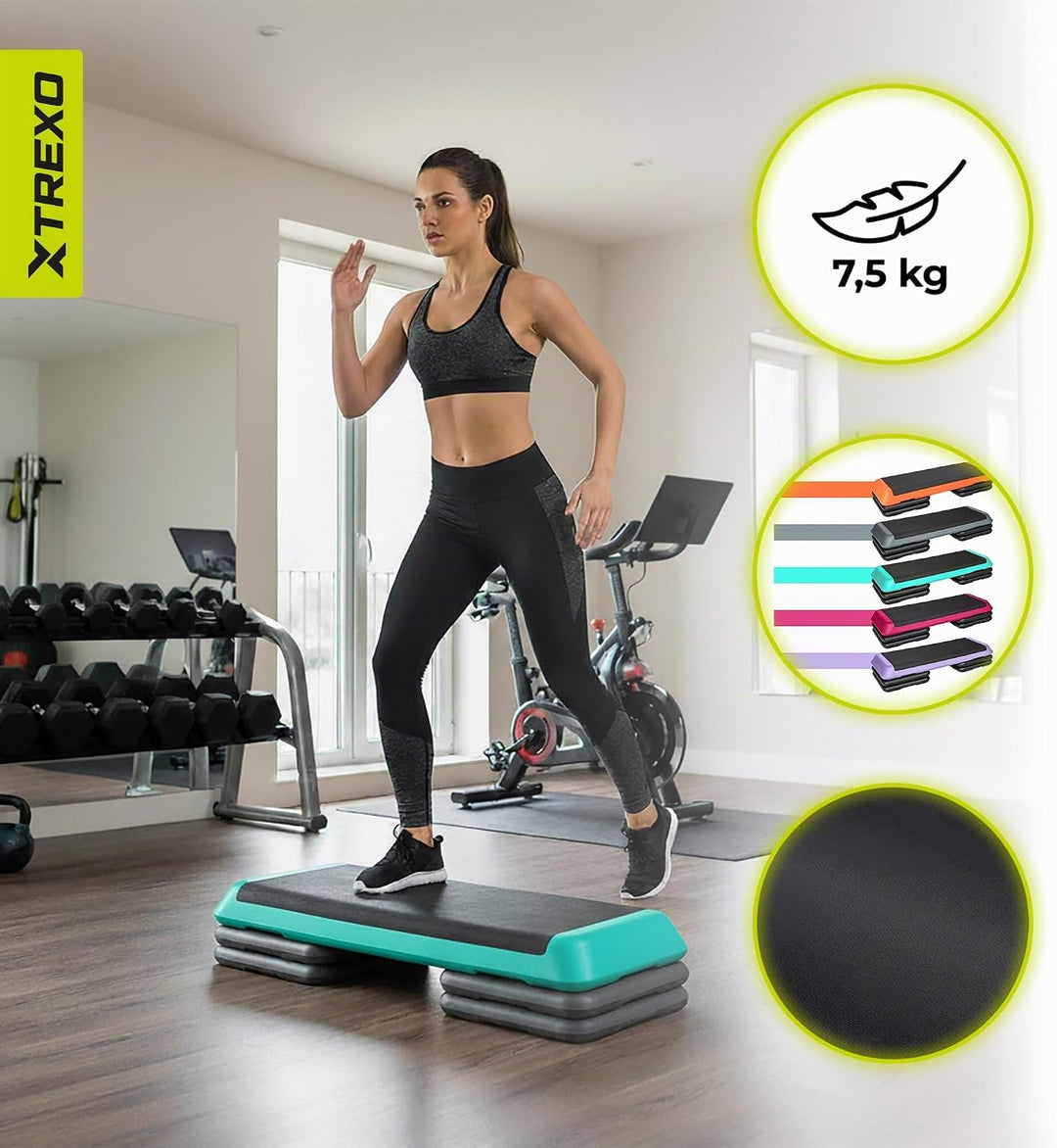 TREXO Stepper Für Zuhause - Aerobic Step mit 3-Stufiger Höhenverstellung, Fitness &amp; Sport - Training
