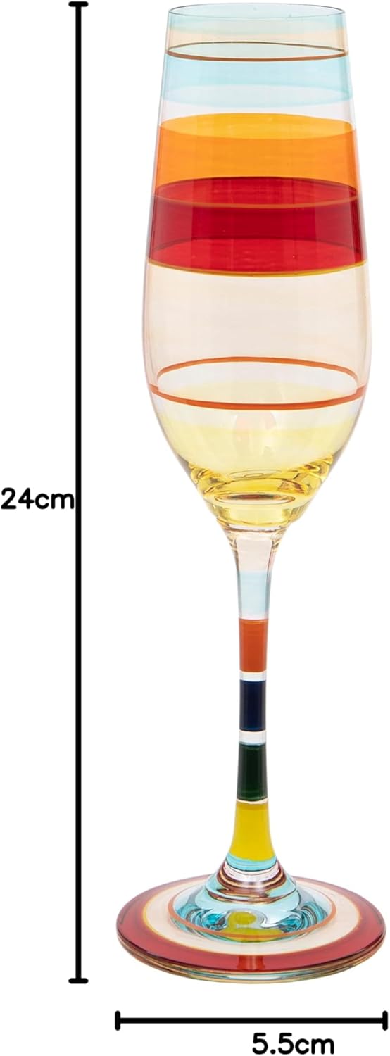 Maturi Champagnerflöte, handbemalt, gestreift, 220 ml, in Geschenkbox Light Stripe Champagnerflöte,