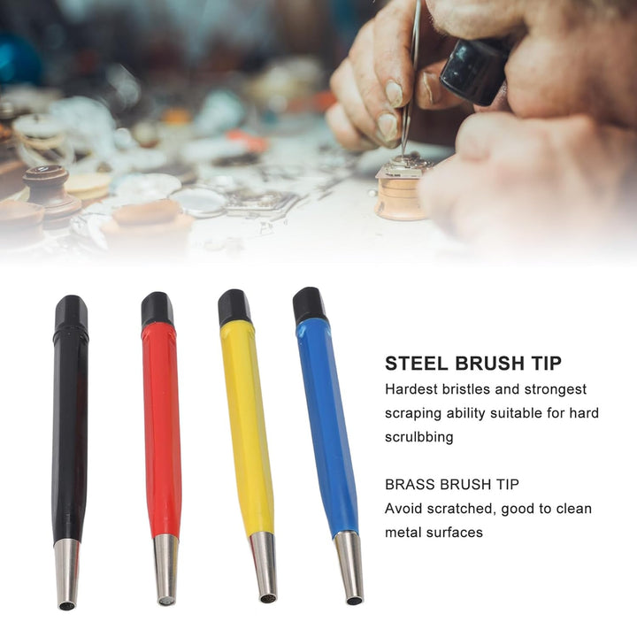 Robustes Glasfaser-Stahl-Messing-Nylon-Kratzbürsten-Stift-Set Zum Entfernen von Uhrenrost, Individue