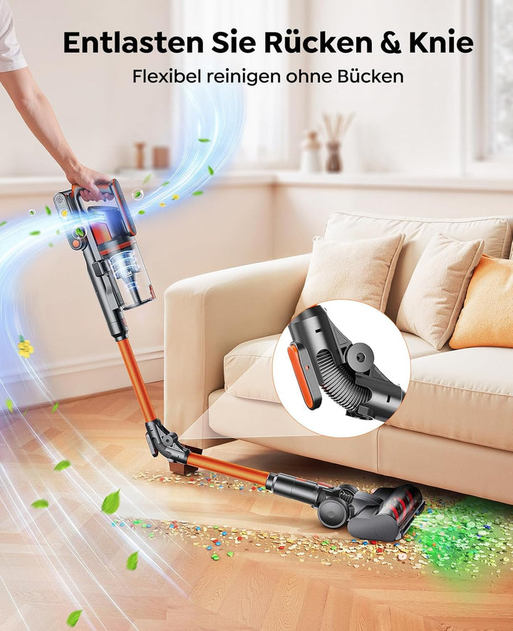Fieety Akku Staubsauger,600W/50kPa/65Min Staubsauger Kabellos mit Wandmontierte Ladestation, Aromath