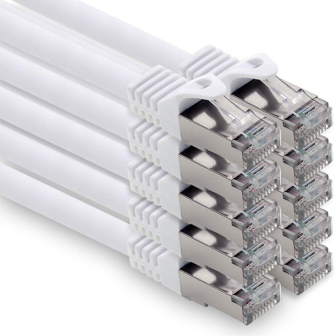 1,0m - weiss - 10 Stück CAT.7 Computer Ethernet Kabel Netzwerkkabel (Rohkabel) Patchkabel S-FTP LSZH