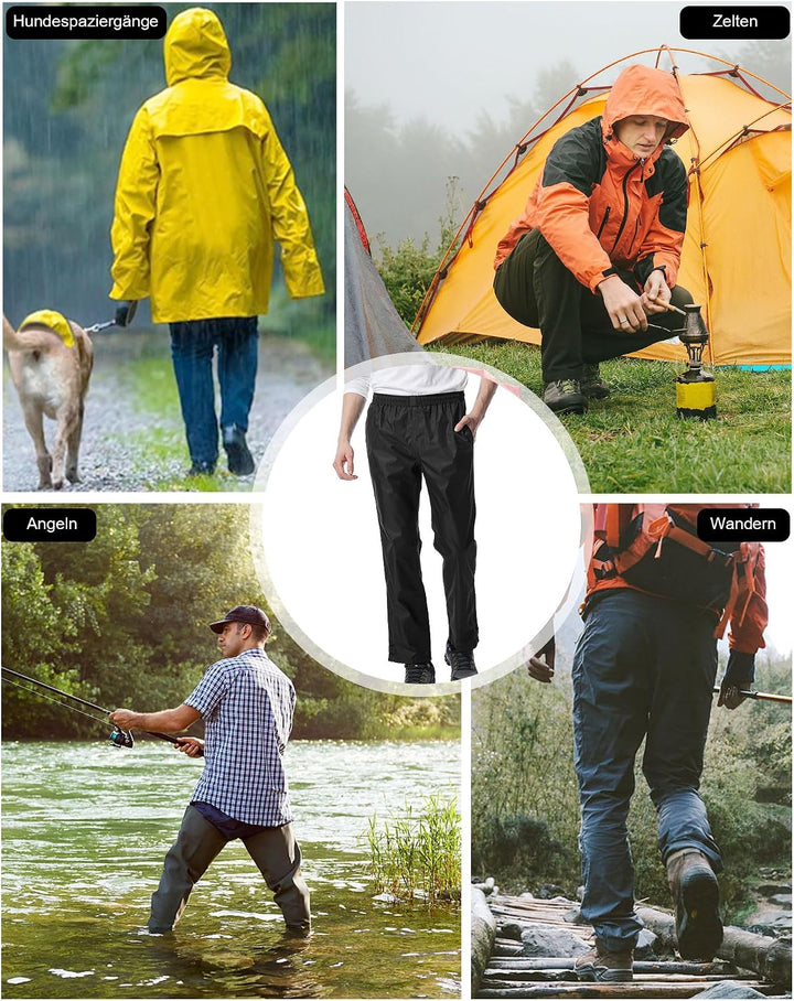 Coutyuyi Regenhose für Herren wasserdichte Leichte Winddichte | Atmungsaktive Outdoorhose und Versie