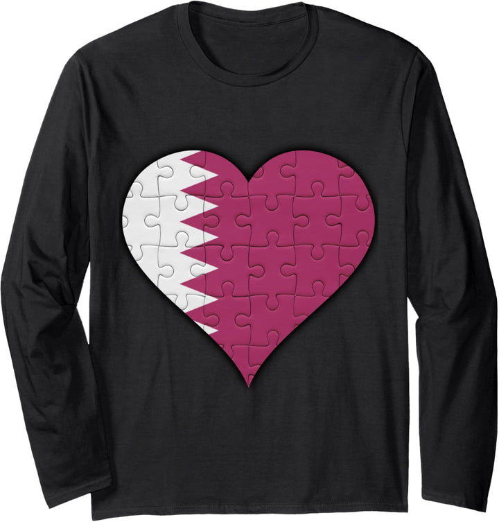 Katar Katarische Flagge Herz Langarmshirt