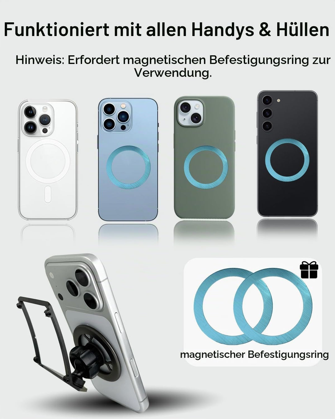 Magnet Handyhalterung kompatibel mit BMW F20 F30 F31 F32 F33 F34 2013-2018 360 Grad einstellbares Ko