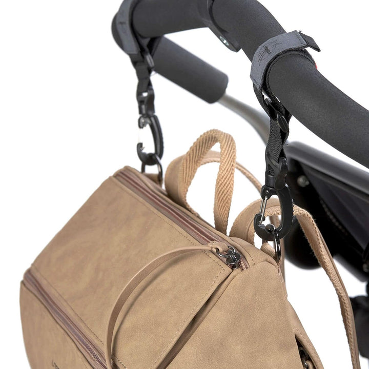 LÄSSIG Baby Wickelrucksack Wickeltasche mit Zubheör veganes Leder/Tender Backpack camel, 1 Stück (1e