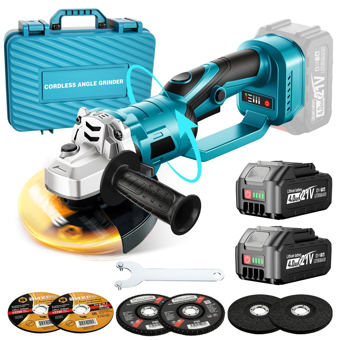 Yofuly Akku Winkelschleifer fur Maa-kita 18V Batterie, Akku Flex mit 2 * 4.0Ah Batterie, 180°Drehbar