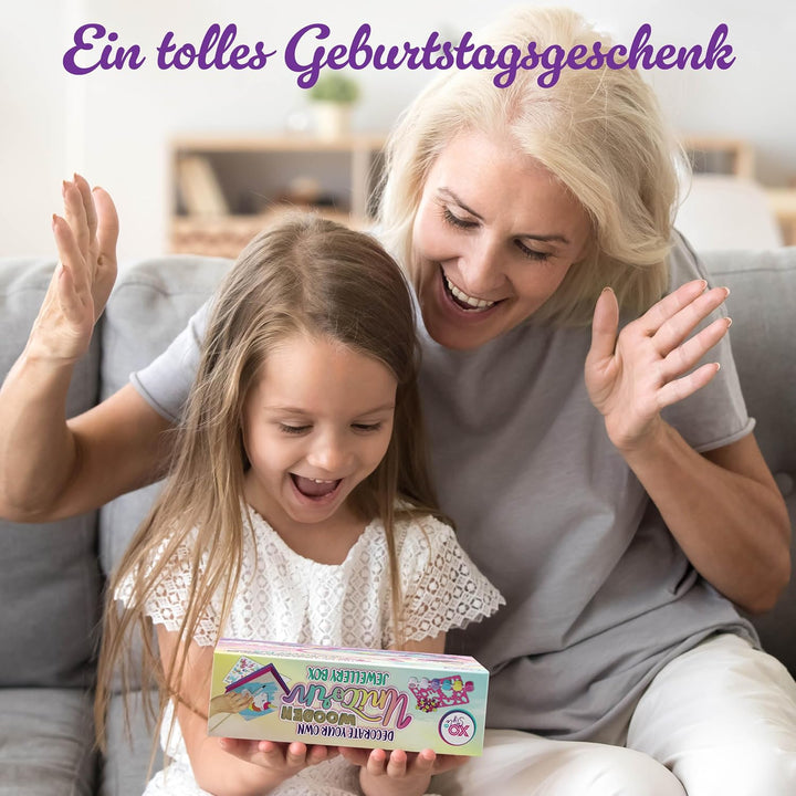Grafix Einhorn-Schmuckkästchen zum selber basteln – DIY-Schmuckkästchen aus Holz – Kinder-Bastelset