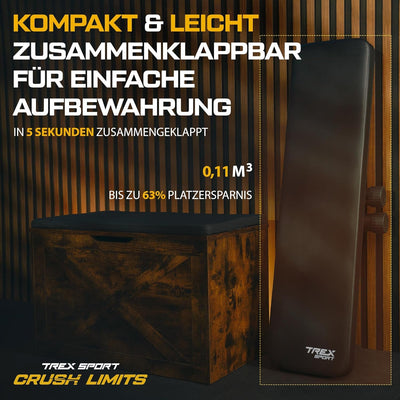 TREX SPORT TX-100B Flachbank | Hantelbank klappbar | Trainingsbank perfekt für Bankdrücken