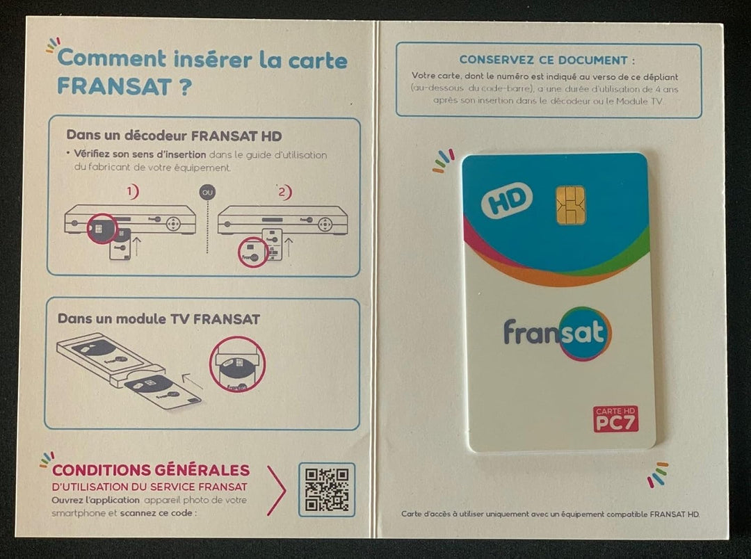 Offizielle Karte Fransat, Satellite EUTELSAT 5 West B, Laufzeit 4 Jahre