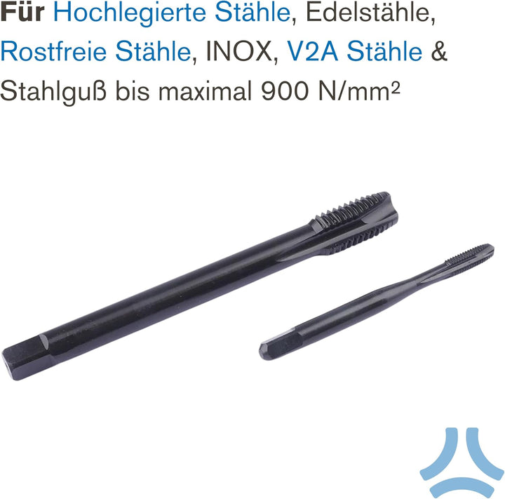GSR PROFI Maschinengewindebohrer Satz M3 - M12, Gewindeschneider für Edelstähle DIN 371/376 HSSE-VAP