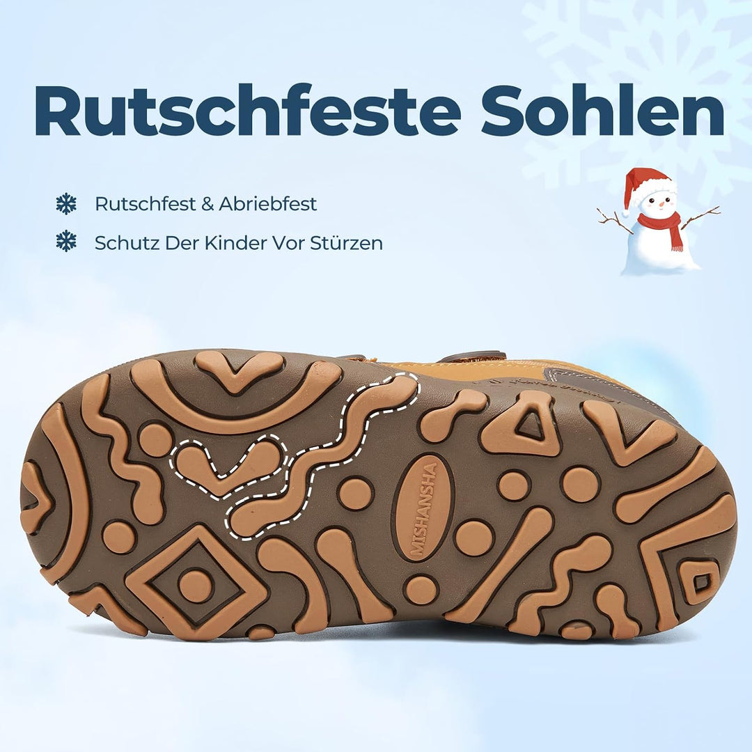 Mishansha Kinder Outdoor Winterschuhe Warm Gefüttert Winterstiefel, Gr.24-38 33 EU Tortilla Braun, 3