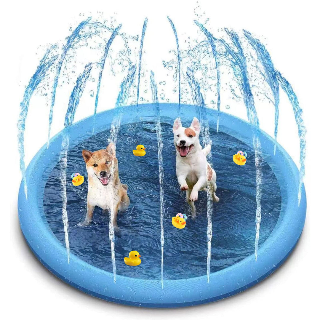 Hundepool, 100cm Splash Pad Sprinkler Play Matte, Kinder Hunde Spritzpad, Verdickte, rutschfeste Ein