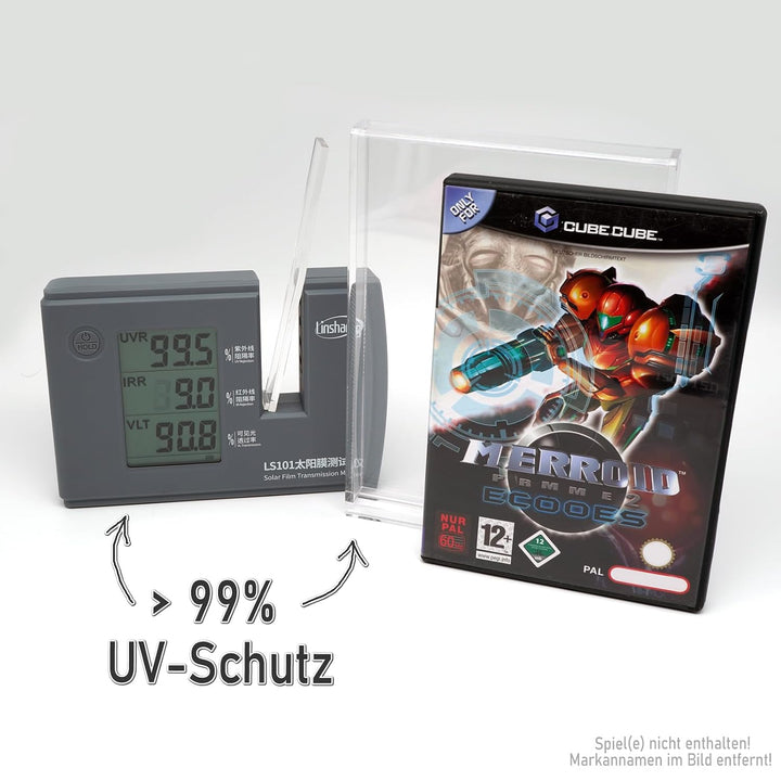 RetroRetter 3x Acryl Case für GameCube Spiel OVP - GC Game UV Schutz Hülle Protector Schutzhülle, 3
