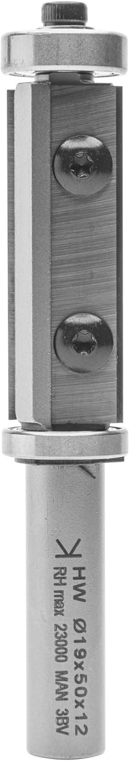 ENT 20327 Wendeplatten Bündigfräser HW, Schaft (S) 12 mm, Durchmesser (D) 19 mm, NL 50 mm, mit Kugel