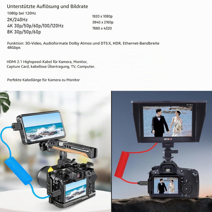 HangTon Micro HDMI zu HDMI 4K 8K 60p Kabel für ATOMOS Ninja V Ultra Canon R6II R5C R5 R100 R7 Sony Z