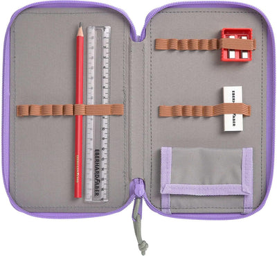 LÄSSIG Federmäppchen befüllt 20-teilig / School Triple Pencil Case Unique Violet/Lavender