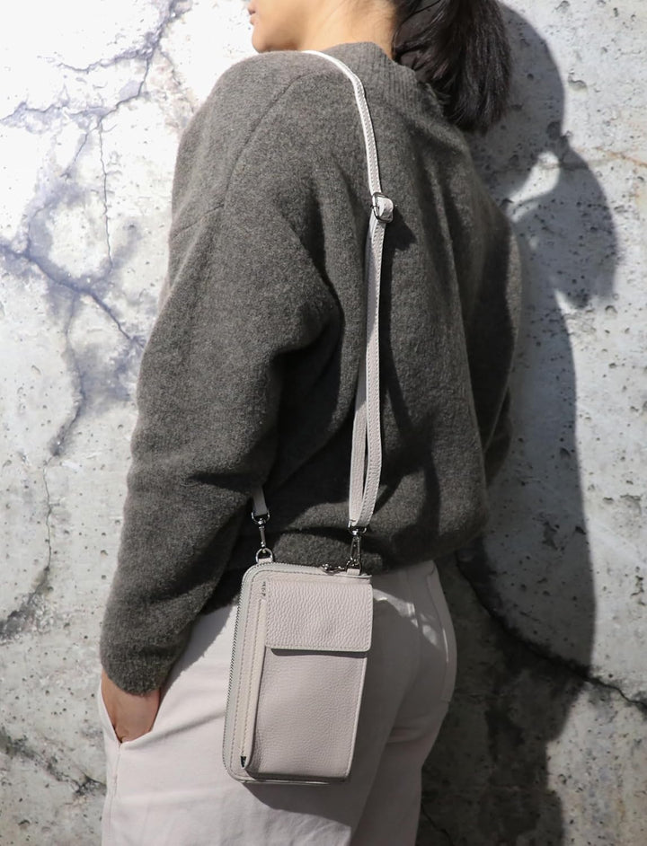 SH Leder Damen Handytasche Umhängetasche Geldbörse Multifunktion Beutel aus Echtleder Verstellbar Sc