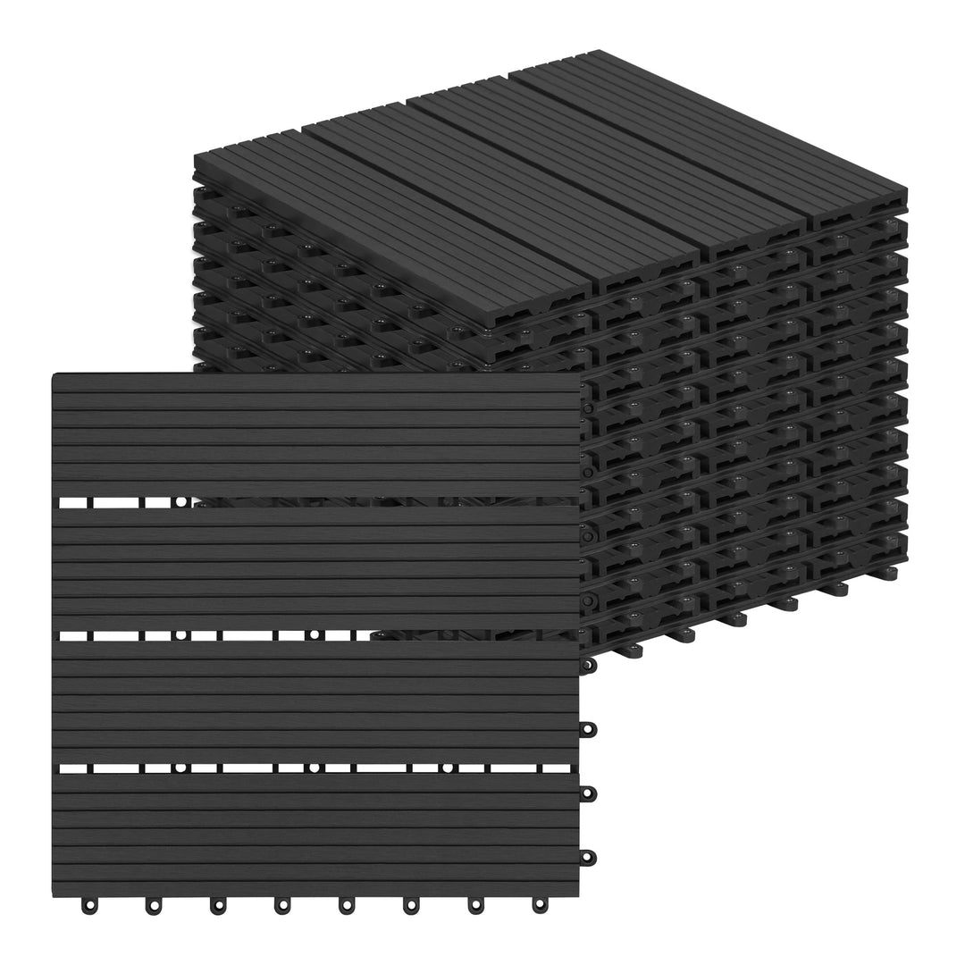 Laneetal WPC Fliesen 11er Set für 1 m², für Aussen Terrasse Balkon, Terrassenfliesen Klicksystem 30x