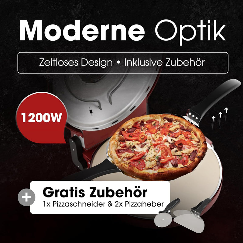 Clatronic® Pizzaofen | Pizzarette 350°C f. italienische Steinofen Pizza zu Hause | Pizzaofen elektri