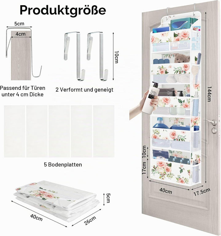 Clastyle Blumen Tür Hängeaufbewahrung Blätter Hängeorganizer für Camping Bad Schrank Schlafzimmer Mä