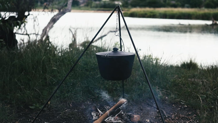 Сamping Topf Kazan 8L aus Gusseisen mit Bügel und Gusseisendeckel BRIZOLL Schwenktopf Campingtopf Gu