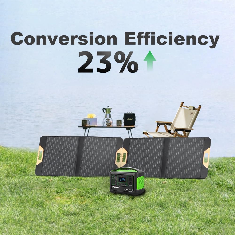 Yinleader 70W Falttragbares Solarmodul, 23% Umwandlungseffizienz, Wasserdicht Tragbares Ladegerät So