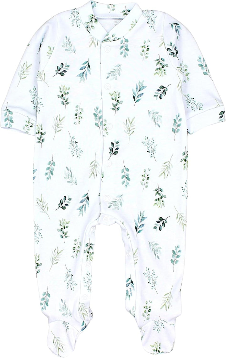 TupTam Baby Jungen Schlafstrampler Langarm Strampler Schlafanzug mit Fuss 3er Pack 50 Bärchen Blätte