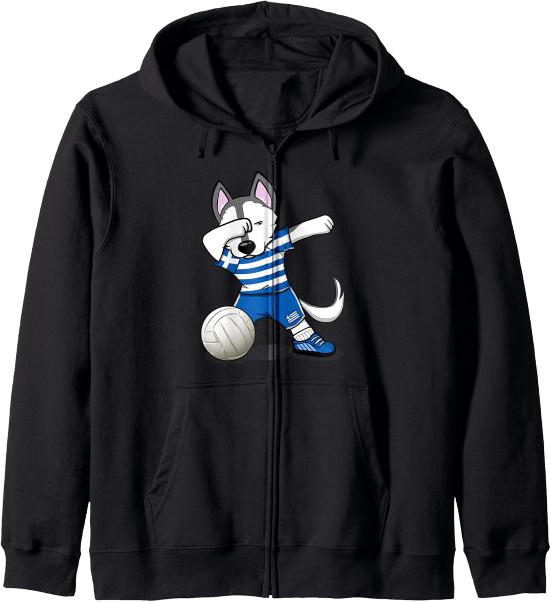 Dabbing Husky Griechenland Volleyball Griechische Flagge Kapuzenjacke