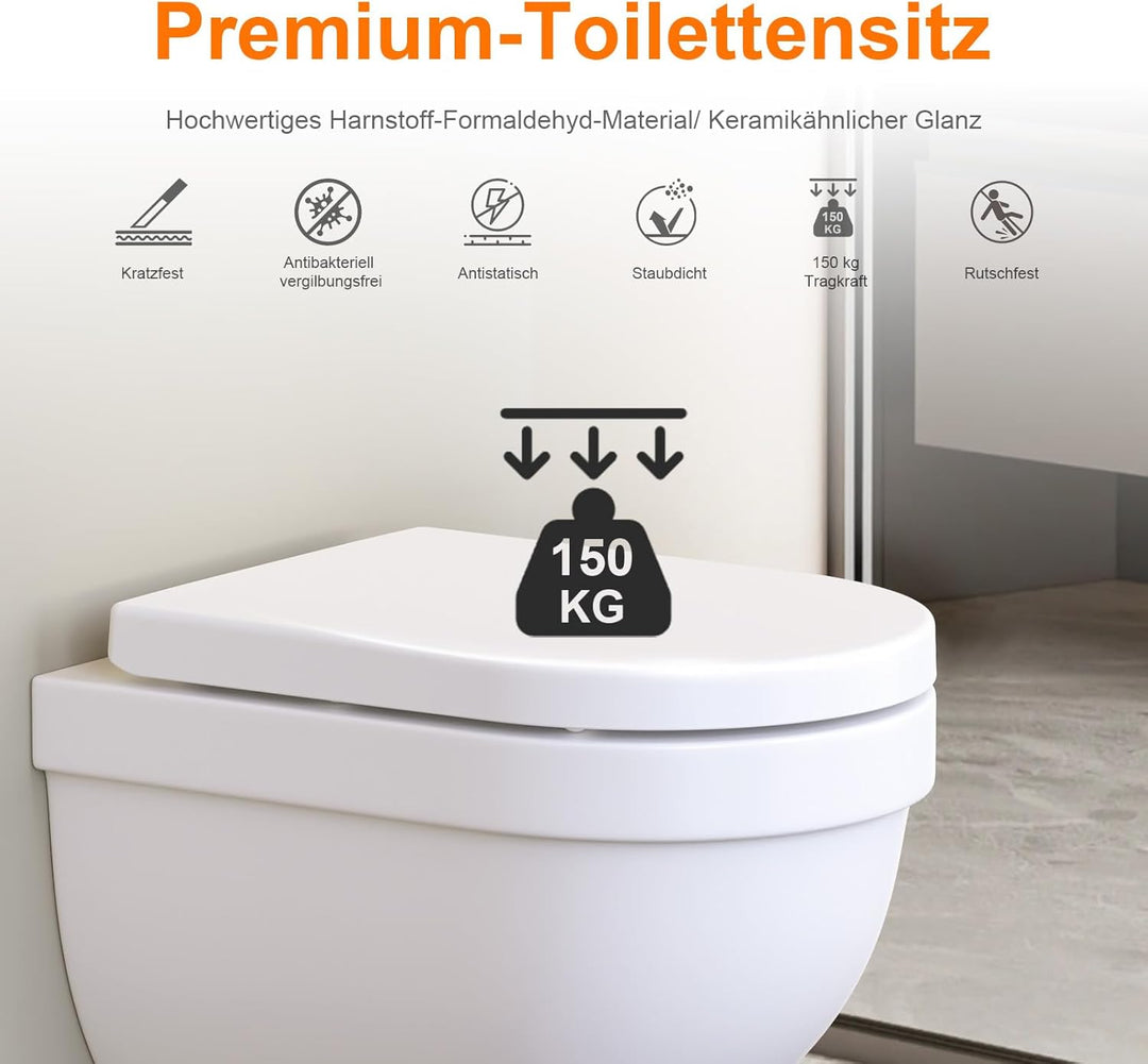 GRIFEMA Premium WC Sitz D-Form Universal – Duroplast (UF-Harz) mit keramikähnlichem Glanz – Antibakt