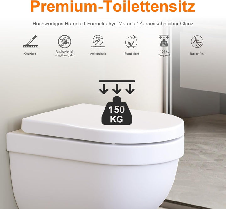 GRIFEMA Premium WC Sitz D-Form Universal – Duroplast (UF-Harz) mit keramikähnlichem Glanz – Antibakt