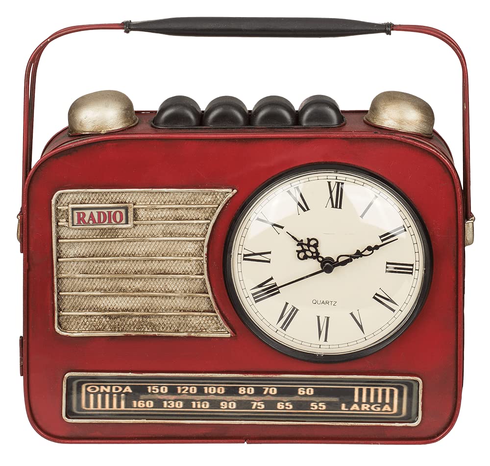 Out of the Blue Metall-Schlüsselkasten, Radio mit Uhr, Rot, one Size