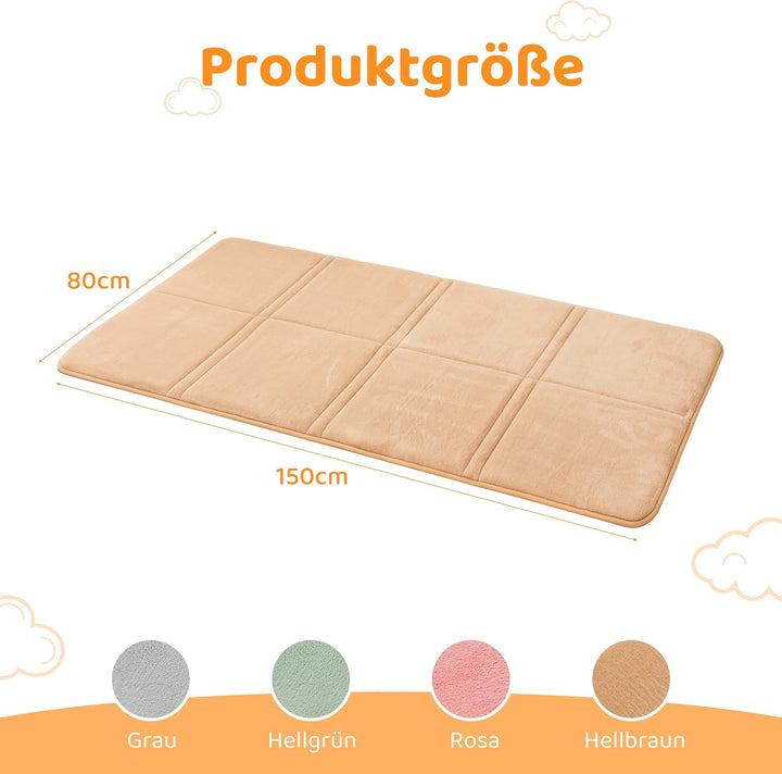BYBYME 3cm Dicke Faltbare Krabbelmatte Baby, 80x150cm Spielmatte mit Rutschfester Unterseite, Weiche