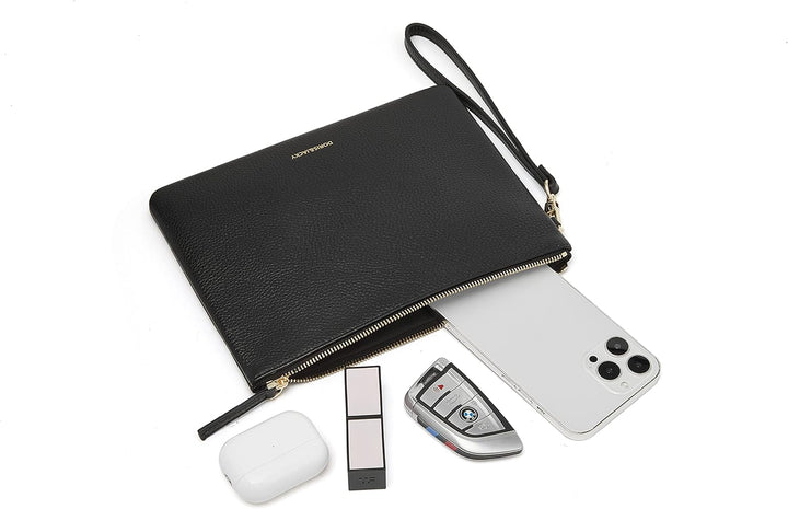 DORIS&JACKY Lammfell Leder Wristlet Clutch Geldbörse Für Frauen Grosse Weiche Designer Geldbörse Mit