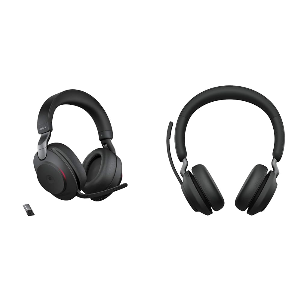 Jabra Evolve2 85 Wireless PC Headset with Charging Stand & Evolve2 65 Wireless Headset – Noise Cance