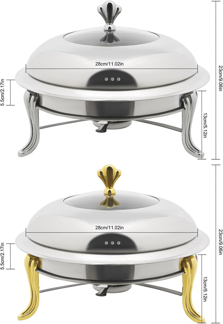Speisewärmer mit Deckel, Edelstahl, Warmhalteplatte, Buffet, Chafing Dish, Warmhalteplatte (Silber),