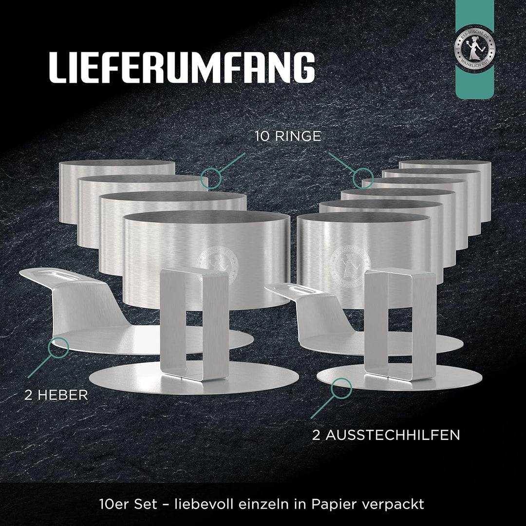 Ess-Nische® Dessertringe 8cm + 10cm Burgerringe - Ideales Grill-Zubehör als Burger Presse beim BBQ o