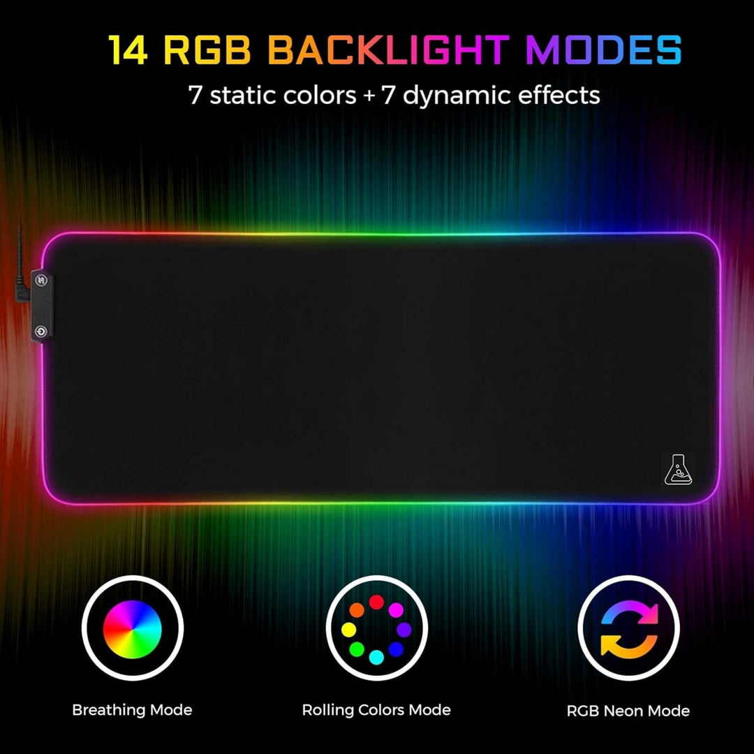 THE G-LAB Pad Rubidum – Gaming-Mauspad RGB – Gaming-Mauspad XXL – LED-Hintergrundbeleuchtung – Feuch