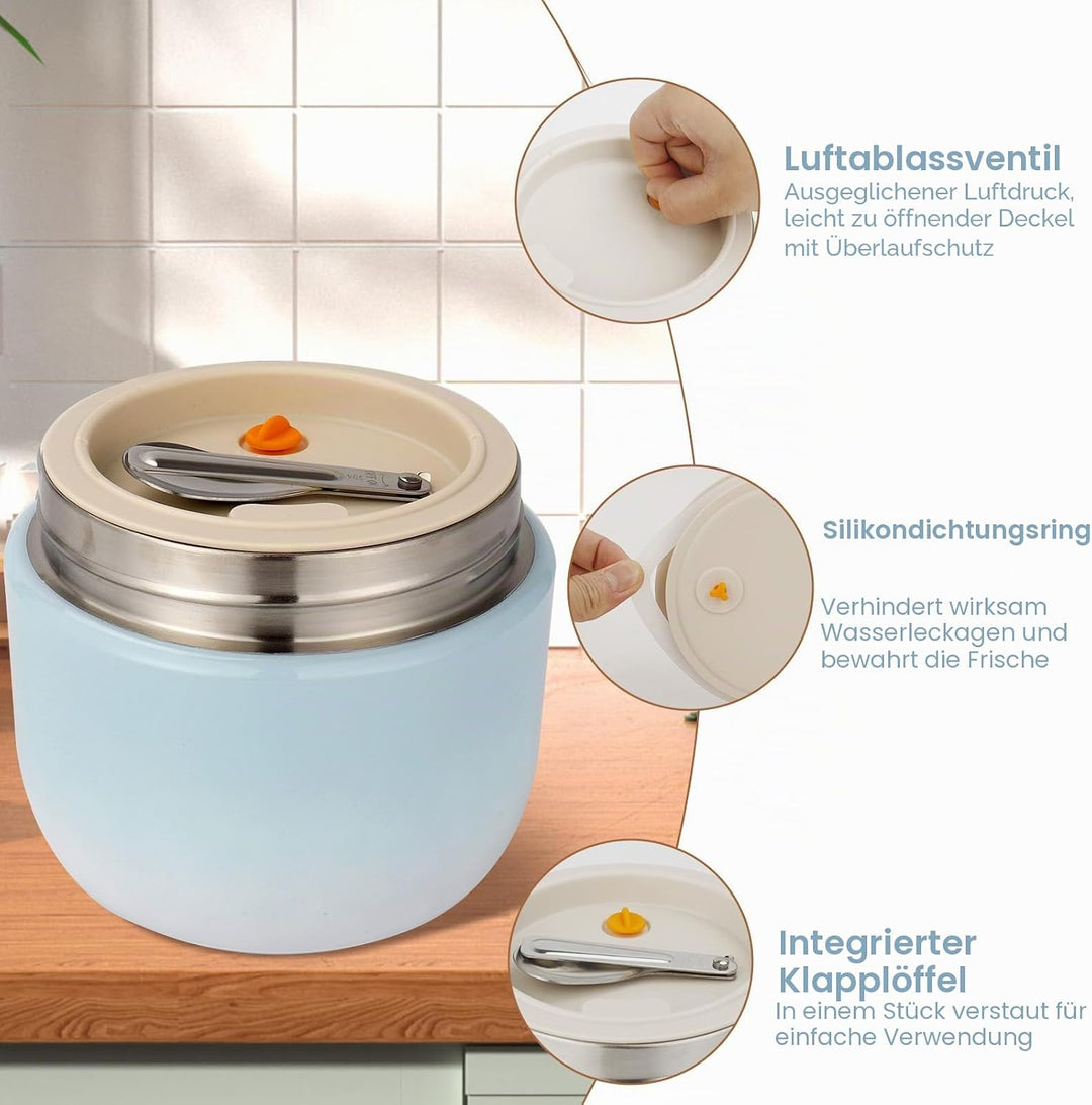 Thermobehälter für Essen 1200ml, Essensbehälter, Blau, Blau