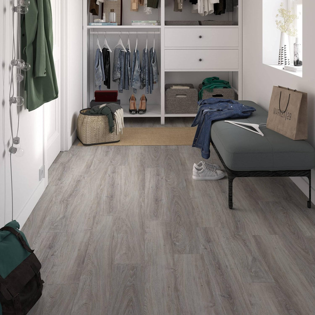 ARTENS - PVC Bodenbelag MAYUM - Selbstklebende Vinyl-Dielen - Vinylboden - Holz-Effekt - Hellgrau/Gr