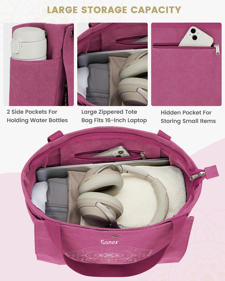 Gonex Yogatasche, Yogamatte Tasche mit Mehreren Taschen für Damen und Herren, Canvas wasserdichte To