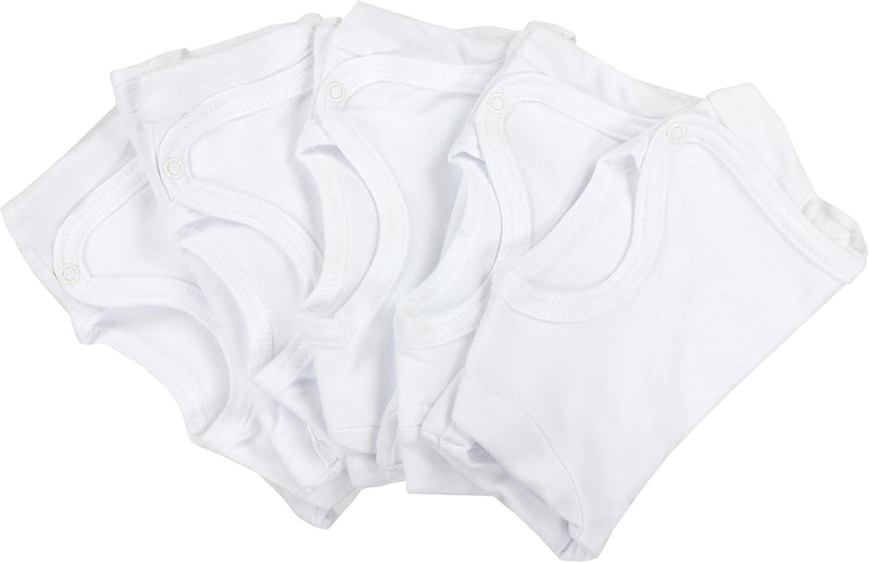 TupTam Baby Unisex Langarm Wickelbody Print/Uni 5er Pack 50 Weiss, 50 Weiss