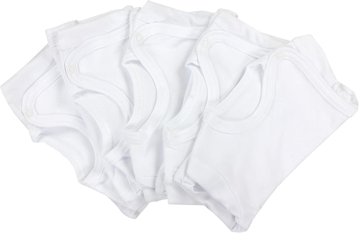 TupTam Baby Unisex Langarm Wickelbody Print/Uni 5er Pack 56 Weiss, 56 Weiss