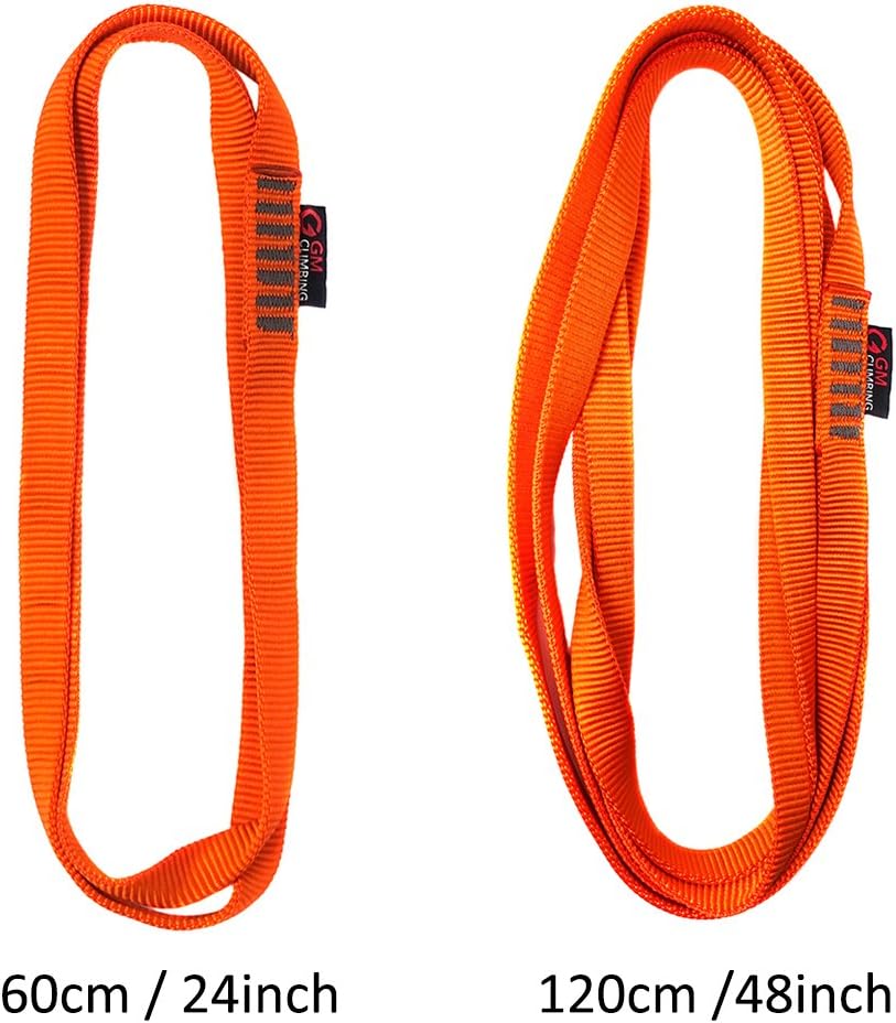 GM Climbing 16mm Nylon Sling Runner 22kN / 4950lbf CE UIAA Certified Fluoreszierendes Orange 60cm /
