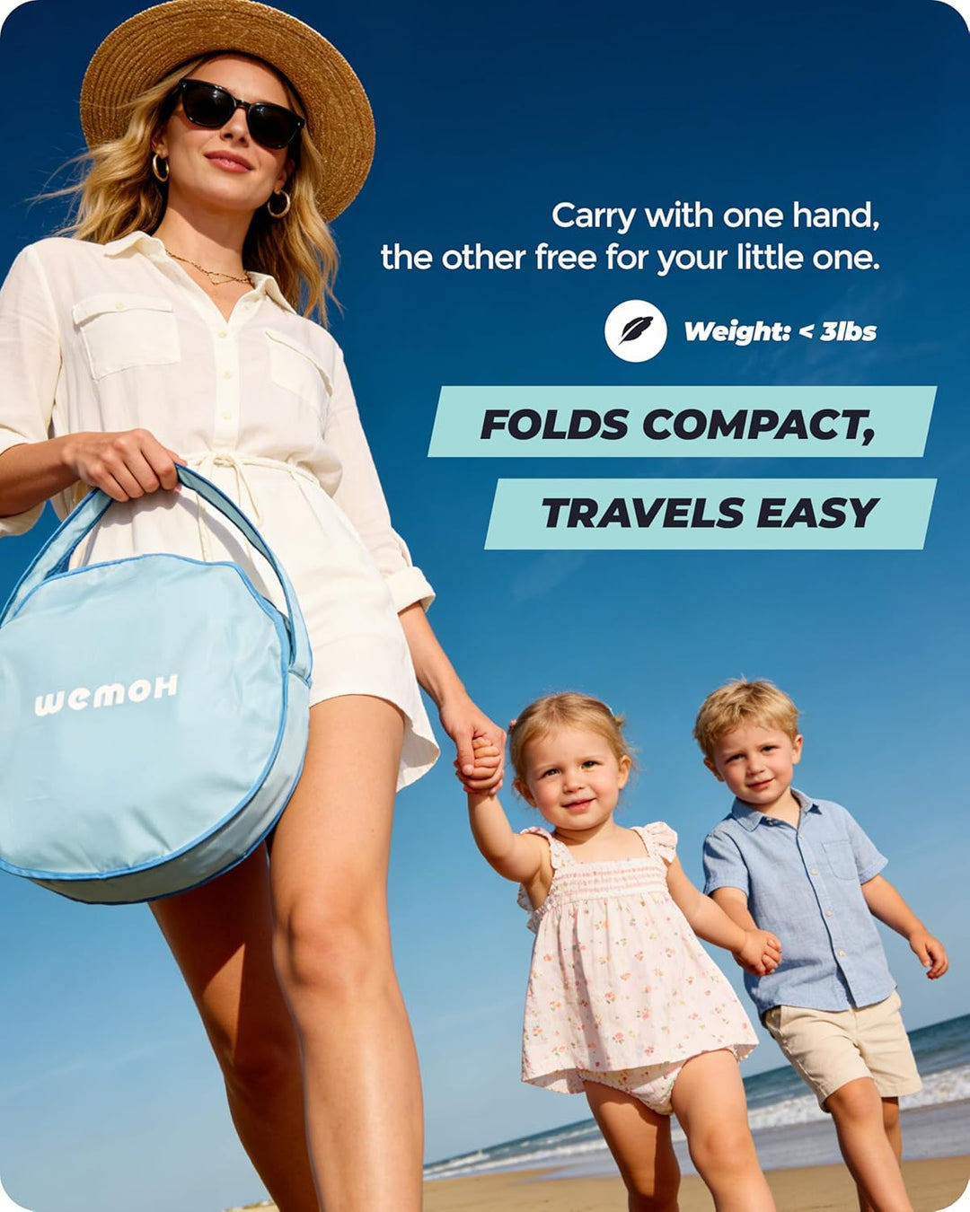 Strandmuschel Baby mit UV-Schutz UPF 50+, Pop-Up Strandzelt für Kinder & Babys, Automatischer Aufbau